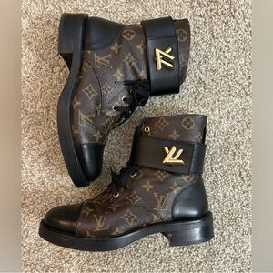 Louis Vuitton Black and Brown Monogram Boots
